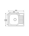 Lavello incasso acciaio cucina 50x60 reversibile con gocciolatoio Rondò EC196