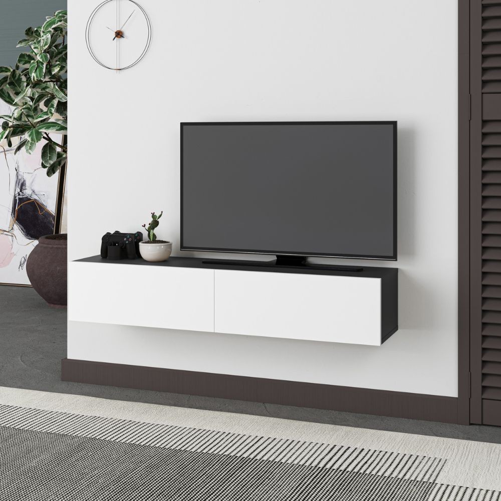 Aipunlus Mobile TV Soggiorno Sospeso, Porta TV Da Parete, Mobile Porta TV Sospeso, Mobile Sotto TV Sospeso, Parete Attrezzata TV Soggiorno, Mobile Sospeso, Pannello Porta TV (Nero, 140x32x25cm