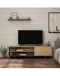 Mobile Porta TV Stockton con mensola a muro colore rovere prezzo