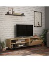 Mobile porta Tv Stockton con mensola a muro colore rovere
