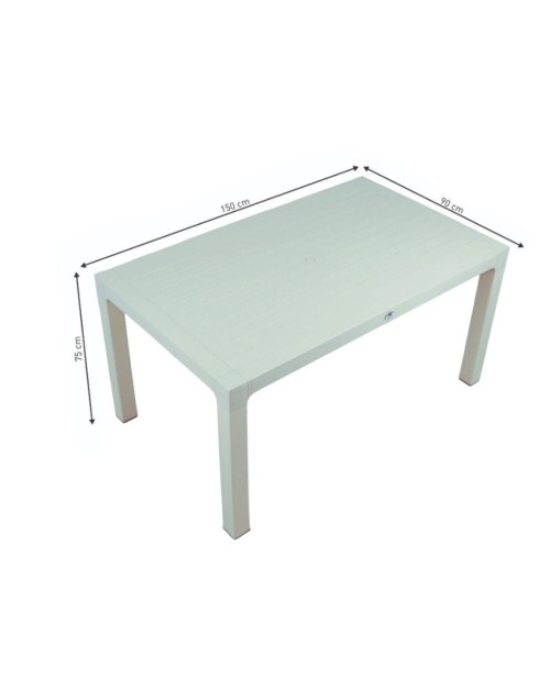Tavolo rettangolare Wood bianco da esterno 150x90