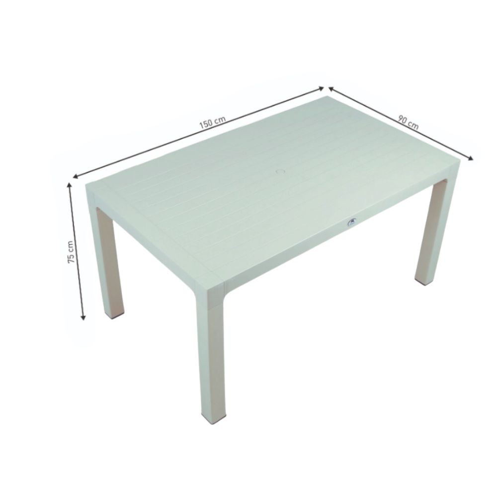 Tavolo rettangolare Wood bianco da esterno 150x90