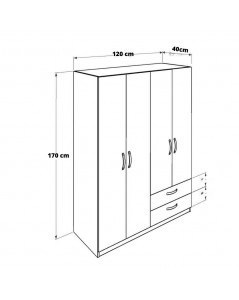 Armadio 4 Ante e 2 Cassetti Colore Bianco e Rovere Prezzo