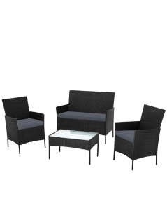 Salotto da Giardino in Rattan Colore Nero WRS008 Prezzo