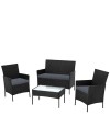 Salotto da giardino in rattan colore nero WRS008