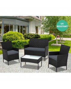 Salotto da Giardino in Rattan Colore Nero WRS008 Prezzo