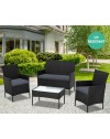 Salotto da giardino in rattan colore nero WRS008