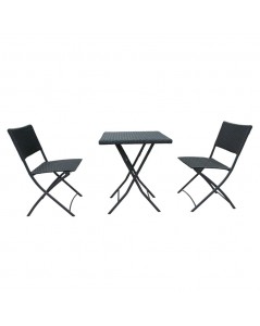 Set Tavolo e Sedie Pieghevoli rattan colore nero WRB015 prezzo