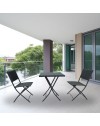 Set tavolo e sedie pieghevoli rattan colore nero WRB015