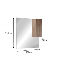 Specchio Bagno con Pensile e Lampada LED Salemi 100x110h Rovere Mercure
