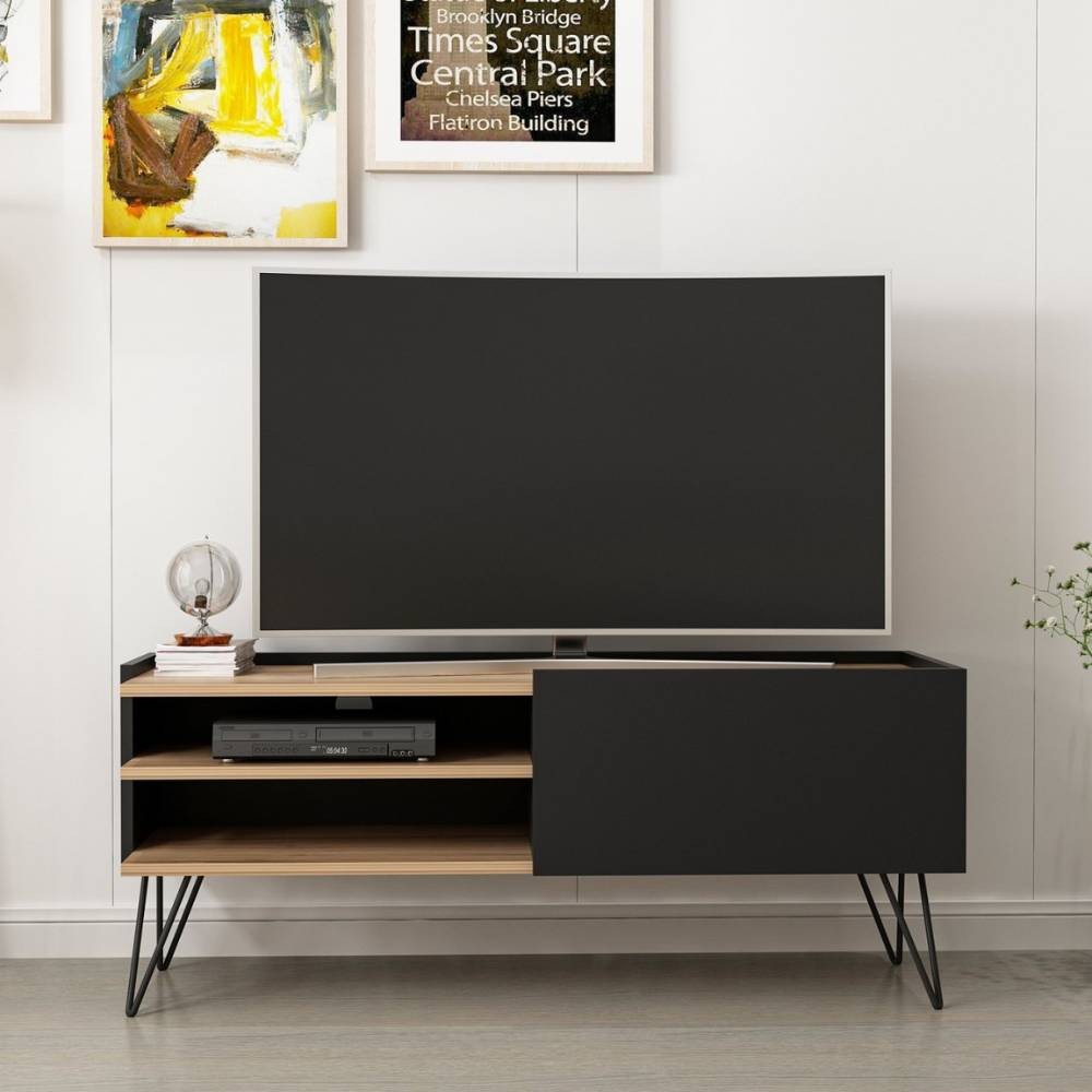 Mobile porta Tv con anta a ribalta Aral 124 colore nero e noce