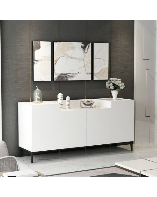 Madia 4 ante Ellaria 160x42x75h colore bianco