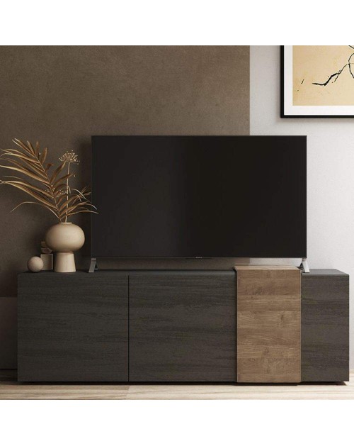 Mobile porta Tv 3 ante Sabry colore titanio rovere mercure