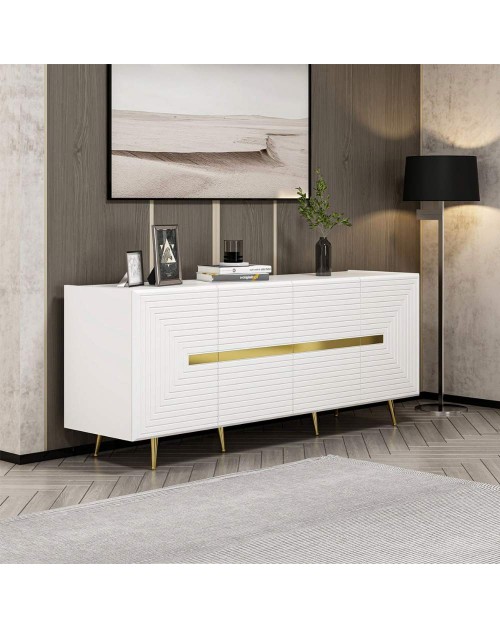 Madia 4 ante Jose 180x47x75h colore bianco particolari oro
