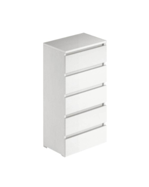 Cassettiera 5 cassetti 47x40x127h MONTATA colore bianco frassinato