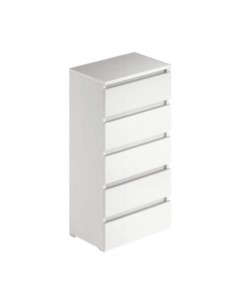 Cassettiera 5 Cassetti 47x40x127h MONTATA Colore Bianco Frassinato