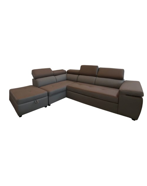 Divano angolare con pouff contenitore Gisella Mozart sinistro 285x238 grigio