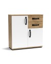 Credenza rovere bianco 2 ante e 2 cassetti 80x32x83 Mosso MO2