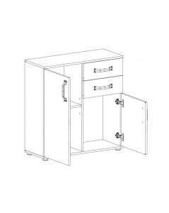 Credenza rovere bianco 2 ante e 2 cassetti 80x32x83 Mosso MO2