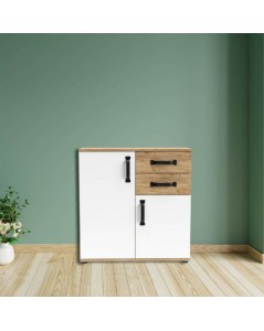 Credenza rovere bianco 2 ante e 2 cassetti 80x32x83 Mosso MO2