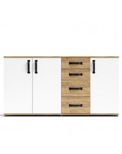 Credenza rovere bianco 3 ante e 4 cassetti 160x32x83 Mosso MO5