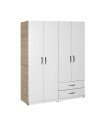 Armadio 4 ante e 2 cassetti 120x170x40 TPGR422023 colore bianco e rovere