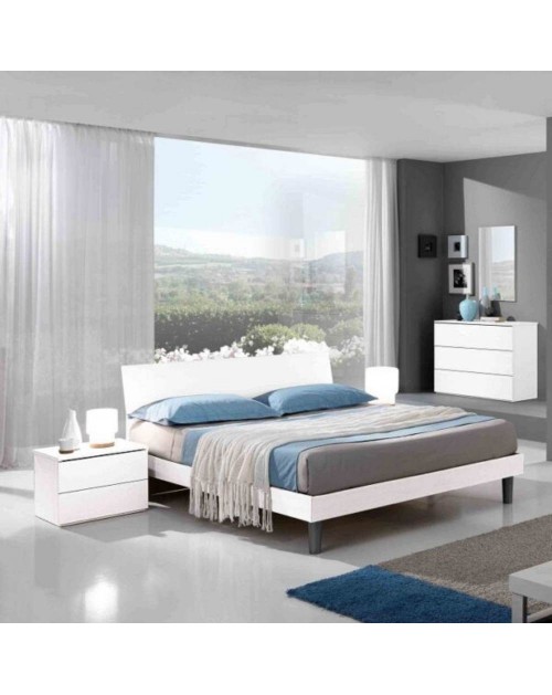 Letto matrimoniale in legno bianco 170x205x88h Manitoba
