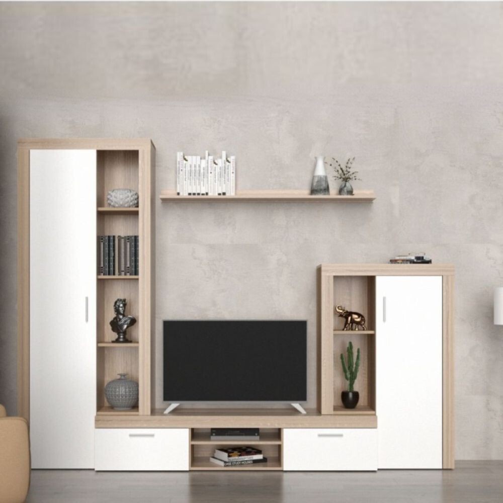 Parete attrezzata rovere sonoma e bianco Nobel 263,1x40x202h