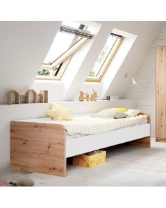 Letto singolo in legno rovere e bianco Gap System