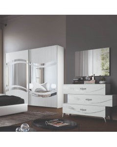 Camera da letto bianco frassinato con decorazioni argento Delia