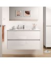 Mobile bagno sospeso bianco laccato lucido 2 cassetti 100x45x56h Claros100