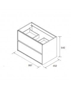 Mobile bagno sospeso bianco laccato lucido 2 cassetti 100x45x56h Claros100