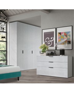 Camera da letto bianco portland e maniglie antracite Follia