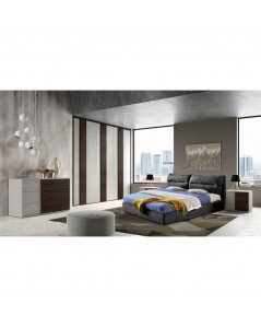 Camera da letto grigio frassinato con inserti noce scuro Cecilia