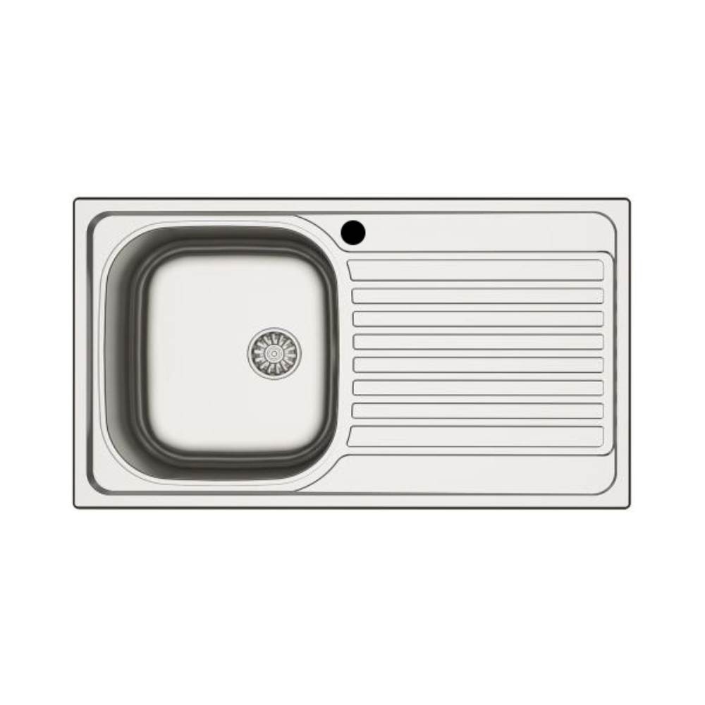 Lavello incasso cucina acciaio 86x50 cm una vasca e gocciolatoio destro  MP861VDX