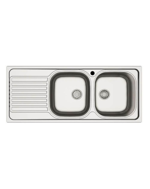 Lavello incasso cucina acciaio 116x50 cm due vasche e gocciolatoio sinistro MP1162SX