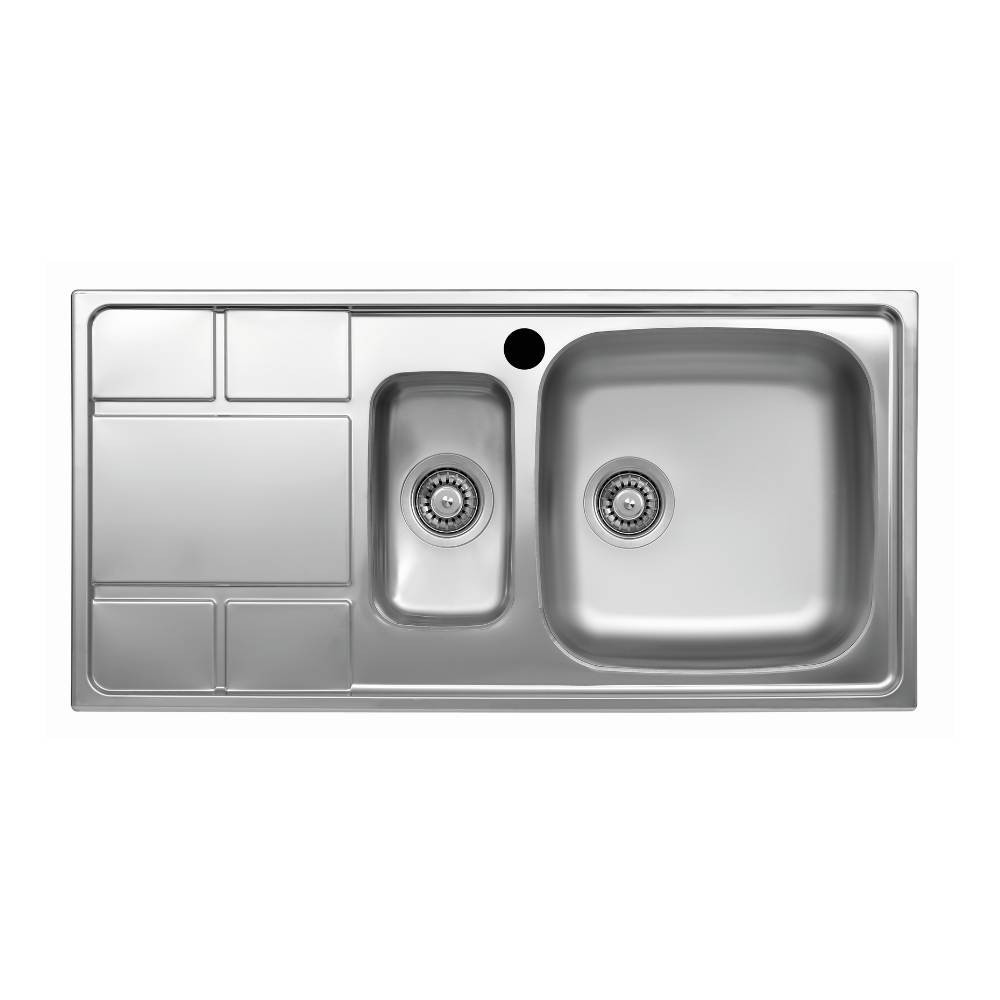 Lavello cucina 100x50 cm 2 vasche e gocciolatoio sinistro SAXT332