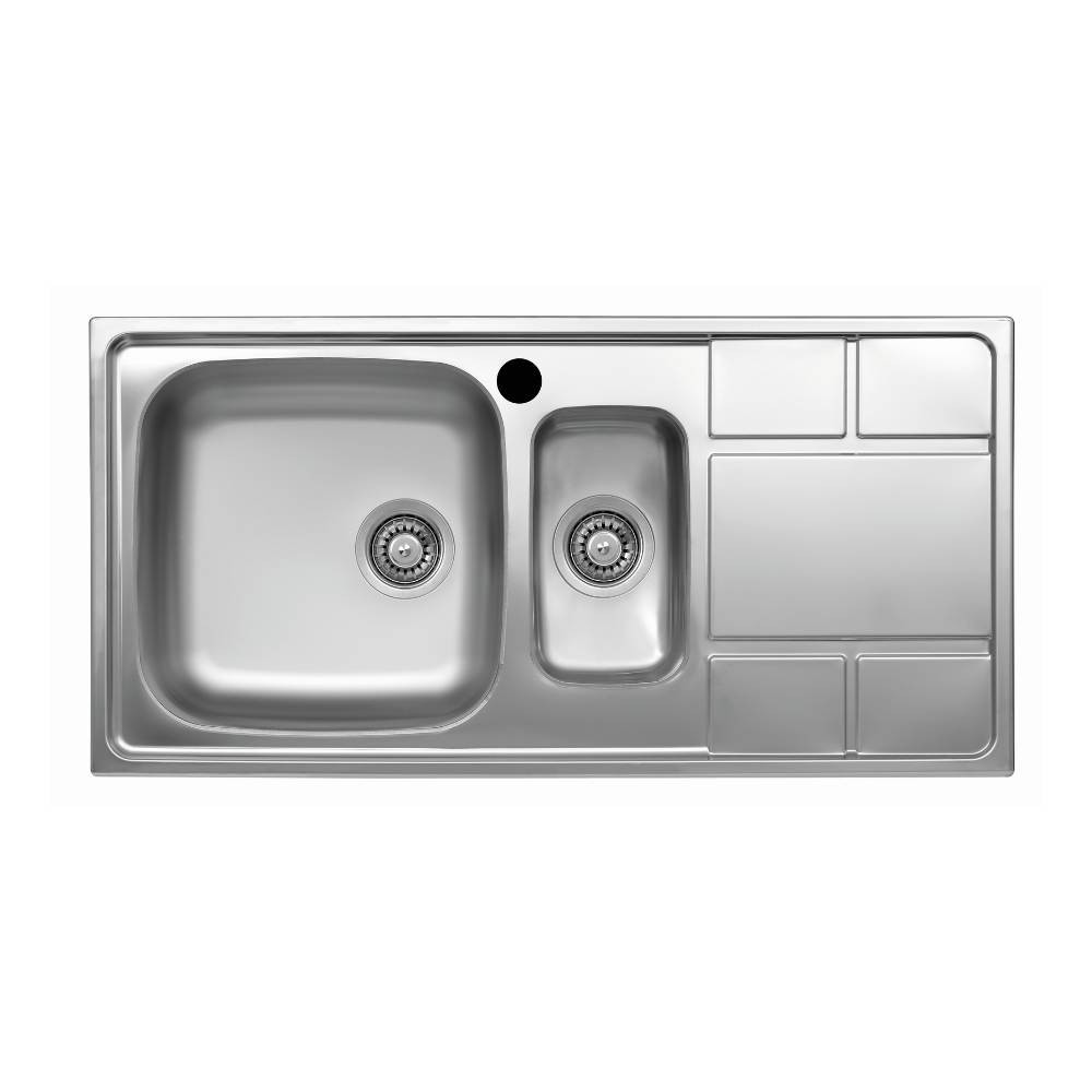 Lavello cucina 100x50 cm 2 vasche e gocciolatoio destro SAXT332