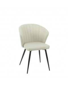 Set 2 sedie tessuto beige e piedi in metallo nero Krid