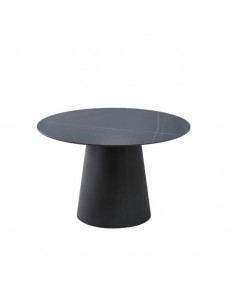 Tavolo rotondo Lauren piano ceramica effetto marmo nero oro