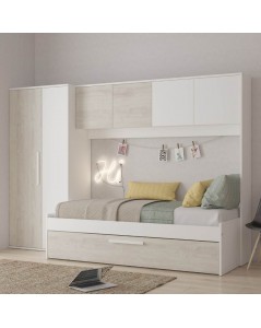 Cameretta a ponte con letto estraibile bianco e bianco consumato 6006 reversibile