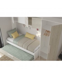 Cameretta a ponte con letto estraibile bianco e bianco consumato 6006 reversibile