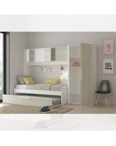 Cameretta a ponte con letto estraibile bianco e bianco consumato 6006 reversibile