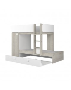 Letto a castello bianco consumato e bianco con letto estraibile