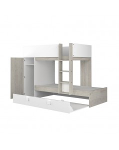 Letto a castello bianco consumato e bianco con letto estraibile