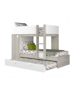 Letto a castello bianco consumato e bianco con letto estraibile