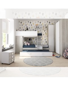 Letto a castello bianco consumato e bianco con letto estraibile