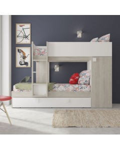Letto a castello bianco consumato e bianco con letto estraibile