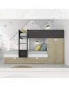 Letto a castello rovere e antracite con armadio 2 ante e cassetti