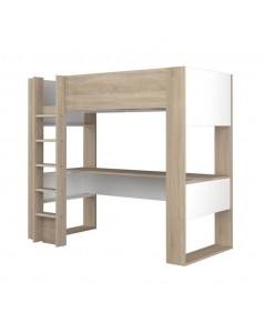 Letto a soppalco rovere e bianco con scrivania 1652